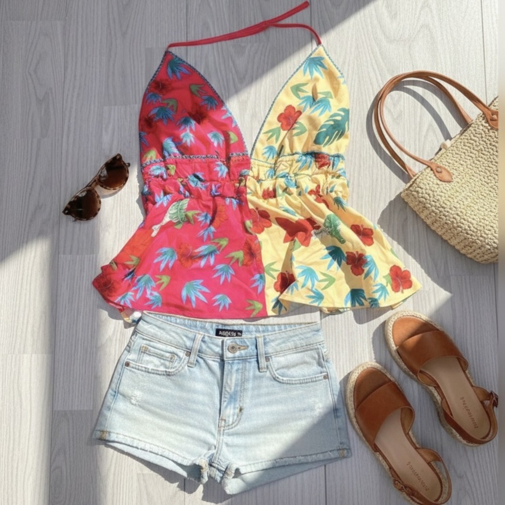 Women’s Floral Hibiscus Halter Top